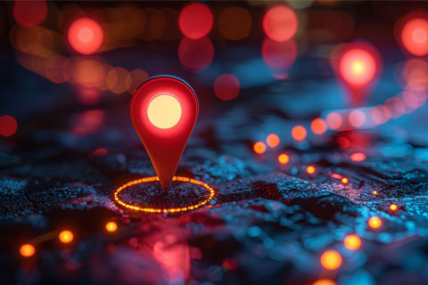 Glowing red map pointer